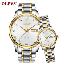 OLEVS 5568  Week Display Watches Men's Quartz Date Casual Stainless Steel Wristwatch Relogio Masculino Luminous Double Calendar